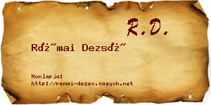 Rémai Dezső névjegykártya